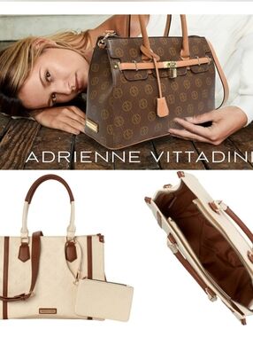 Adrienne Vittadini St Lucia Collection Embossed Signature Tote MSRP $210